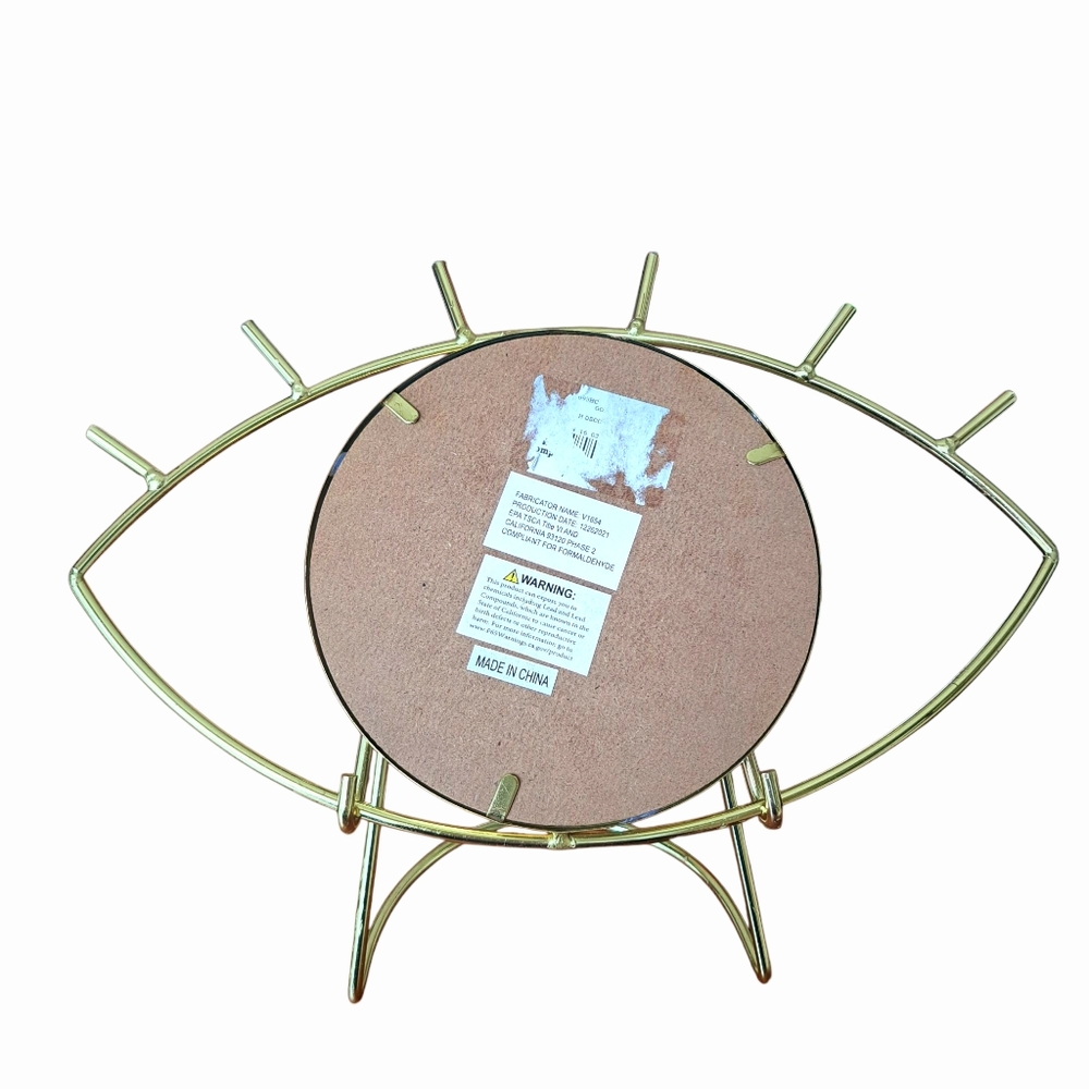 Eyelash Mirror Framed Gold Metal With Stand - Picture 7 of 10